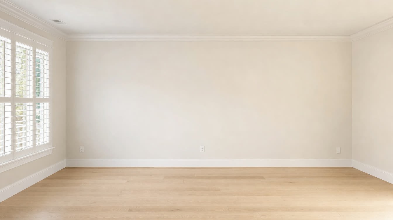 An empty room used to preview paint colours